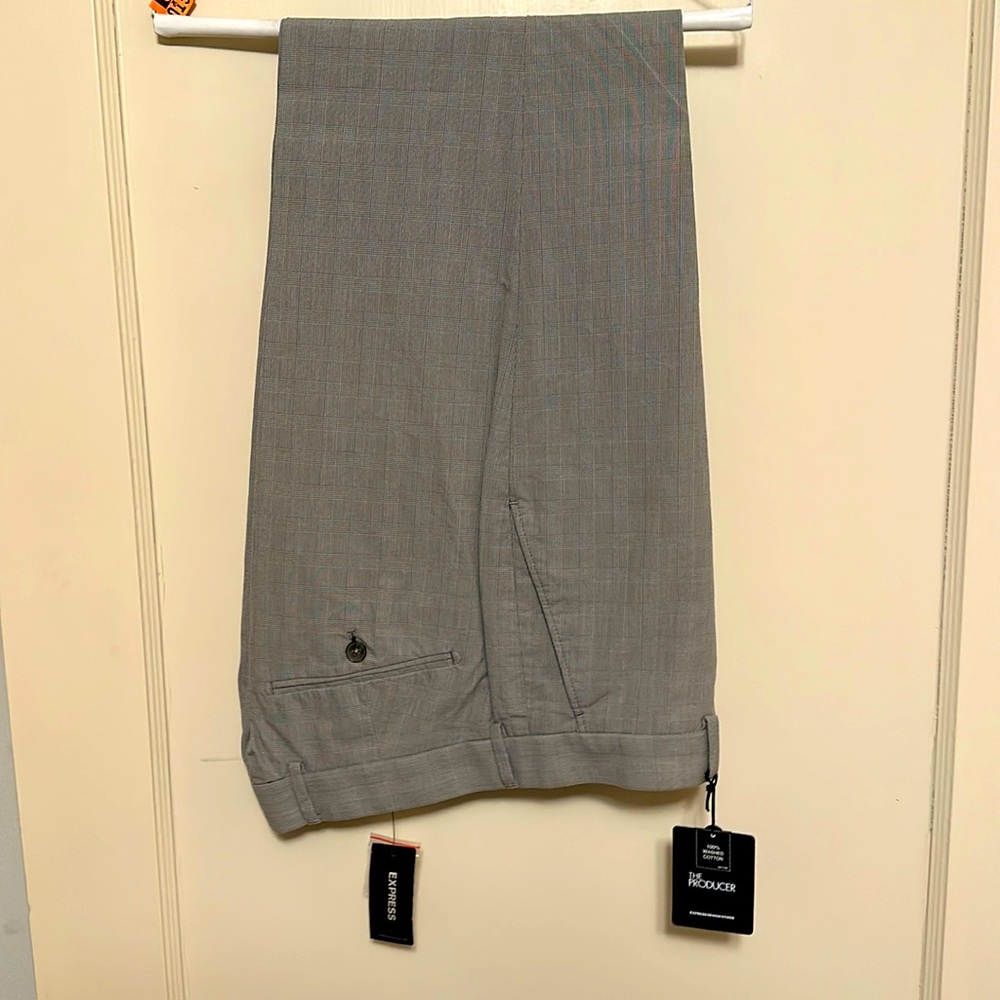 Express Producer Dress Pants Gray Pattern 32/32